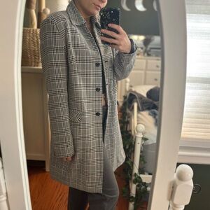 Vintage Plaid Blazer Worthington Black and White Office Professional Business